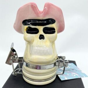 Pirate Skull Airtight Ceramic Stash Jar Contained Art